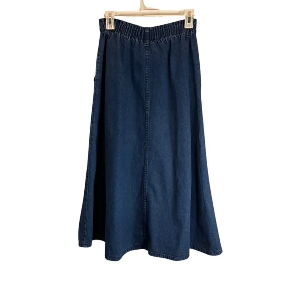 Cherokee Vintage  Full Button Down Denim Midi Skirt with Pockets Size 10